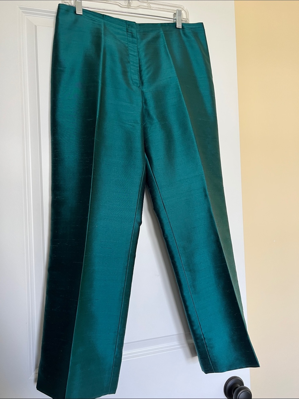 Ann Taylor Emerald Satin Silk Cropped Evening Pants